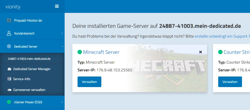 Gameserver Übersicht